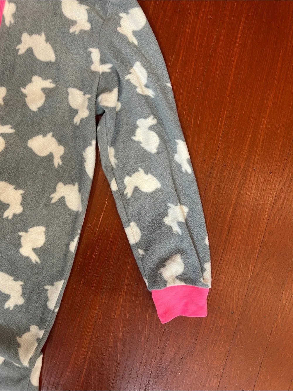 Forever 21 Grey Hooded Kids Onesie with Pink Trim